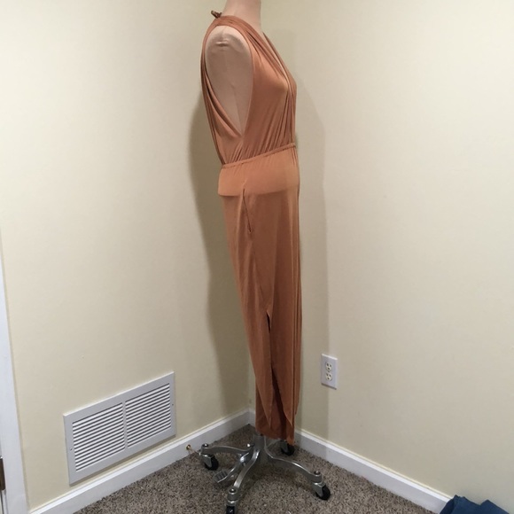 SOLD Michele Hah Belle Jumpsuit Size Small Salmon Coral Orange Split Leg - Picture 3 of 8